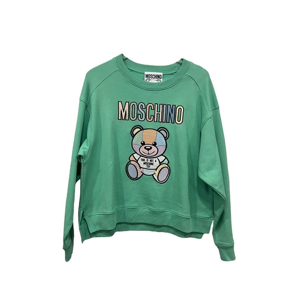 Moschino Couture Sweatshirt Pullover US 8 100% Organic Cotton Green Teddy Bear - Picture 4 of 8